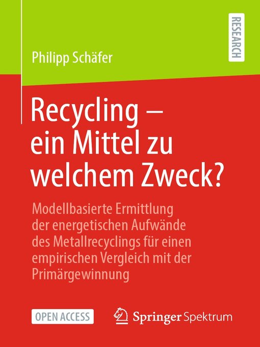 Title details for Recycling – ein Mittel zu welchem Zweck? by Philipp Schäfer - Available